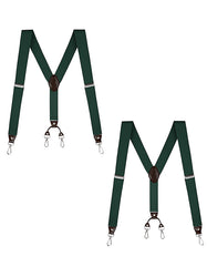 "Buyless Fashion 2 pack Suspenders for Men - 48"" Elastic Adjustable Straps 1 1/4"" - Y Back with Metal Hooks"