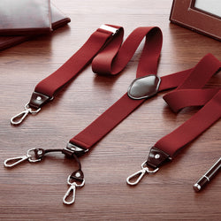 "Buyless Fashion 2 pack Suspenders for Men - 48"" Elastic Adjustable Straps 1 1/4"" - Y Back with Metal Hooks"