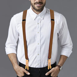 "Buyless Fashion Button End Logger Work 2 Pack Suspenders for Men - 48"" Adjustable Straps 1 1/4"" - X Shape"