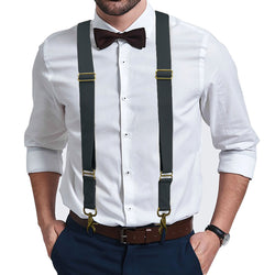 "Buyless Fashion Trucker Suspenders for Men - 48"" Elastic Adjustable Straps 1 1/4"" - X Back Utility Braces"