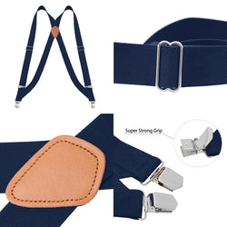 "Buyless Fashion Trucker 2 Pack Suspenders for Men - 48"" Elastic Adjustable Straps 1 1/4"" - X Back"