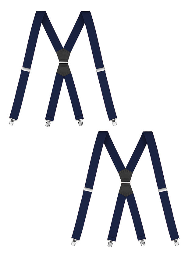 "Buyless Fashion 2 Pack Suspenders for Men - 48"" Elastic Adjustable Straps 1 1/4"" - X Shape"