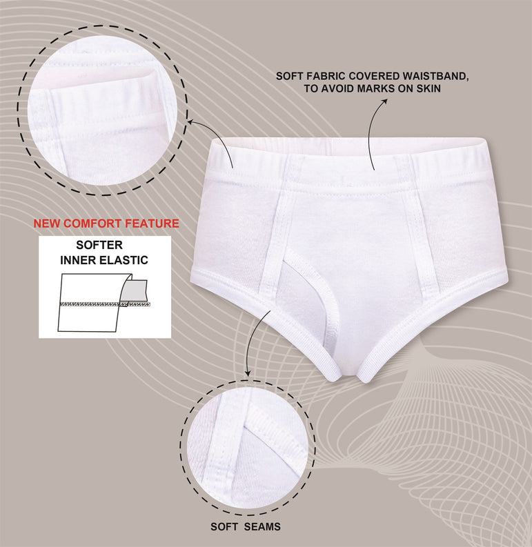 Buyless Fashion Boys White Briefs Soft Cotton Underwear 4 Pack