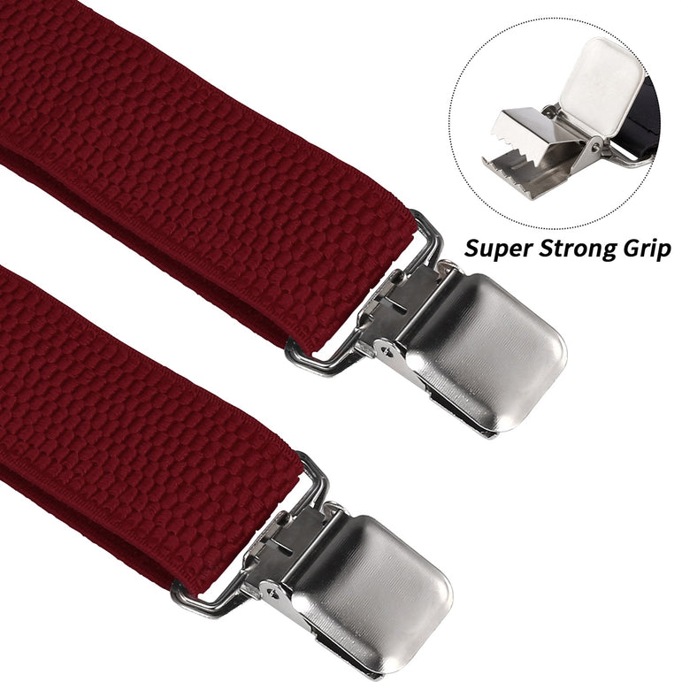 "Buyless Fashion Heavy Duty Textured 2 Pack Suspenders for Men - 48"" Adjustable Straps 1 1/2"" - Y Shape"