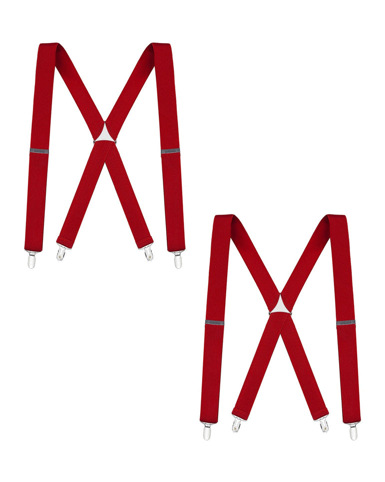 "Buyless Fashion 2 Pack Suspenders for Men - 48"" Elastic Adjustable Straps 1 1/4"" - X Back"