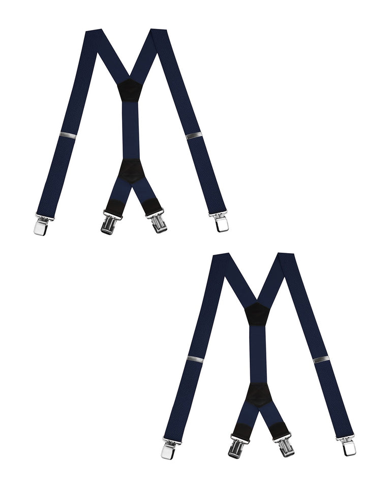 "Buyless Fashion Heavy Duty Textured 2 Pack Suspenders for Men - 48"" Adjustable Straps 1 1/2"" - Y Shape"