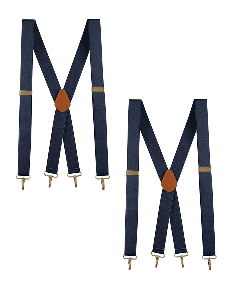 "Buyless Fashion 2 Pack Suspenders for Men - 48"" Adjustable Straps 1 1/4"" - X Back with Metal Hooks"