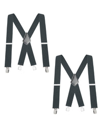"Buyless Fashion Mens 2 Pack Suspenders - 48"" Elastic Adjustable Heavy Duty 2"" Wide - X Back"