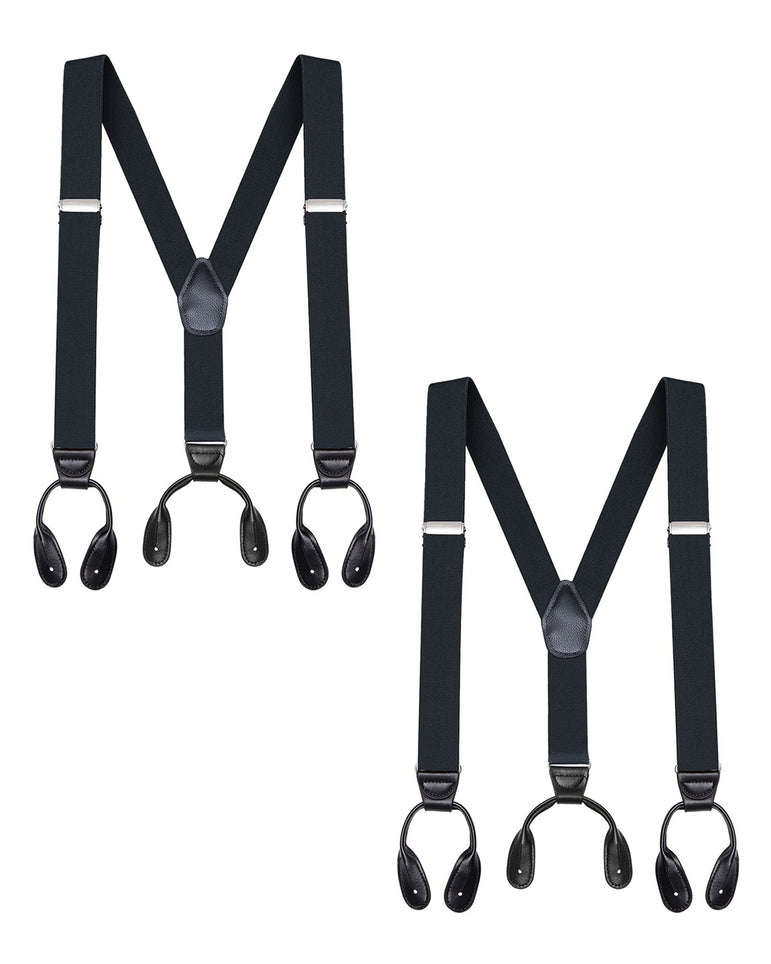 "Buyless Fashion Button End 2 Pack Suspenders for Men - 48"" Adjustable Straps 1 1/4"" - Y Shape"