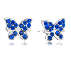 Buyless Fashion Girls Butterfly Stud Earrings - Hypoallergenic Stainless Steel with Sparkling Zirconia