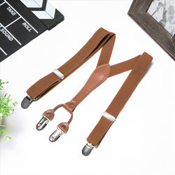 Buyless Fashion Men Suspenders - 48 Elastic Adjustable Straps 1 - Leather Y Shape Back