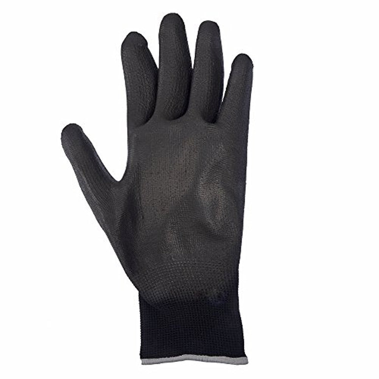 BuylessFashion Polyurethane Black Glove forWork with Nylon Palm-Coated