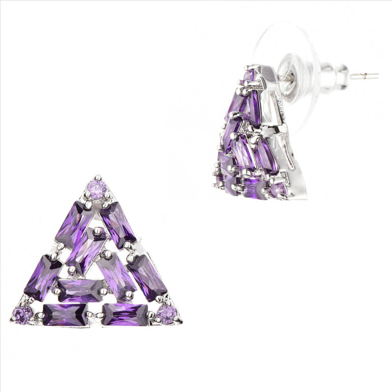 Buyless Fashion Girls Triangle Stud Earrings Hypoallergenic Steel In Gift Box