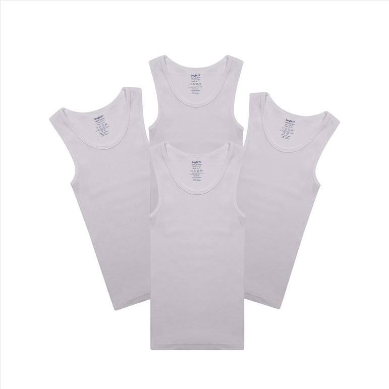 Buyless Fashion Boys Scoop Neck Tagless Undershirts Soft Cotton Tank Top (8 Pack)