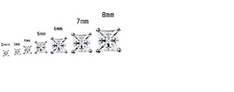 Buyless Fashion Girls Stud Earrings Silver White Squared Crystal CZ In Gift Box