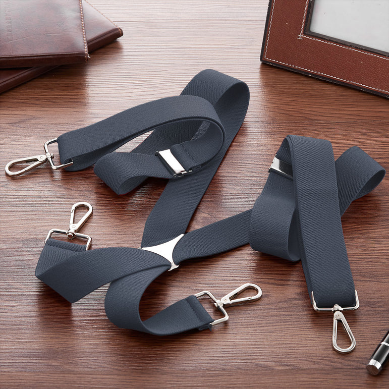 Buyless Fashion Suspenders for Men - 48" Elastic Adjustable Straps 1 1/4" - X Back with Metal Hooks