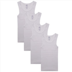 Buyless Fashion Boys Scoop Neck Tagless Undershirts Soft Cotton Tank Top (4 Pack)