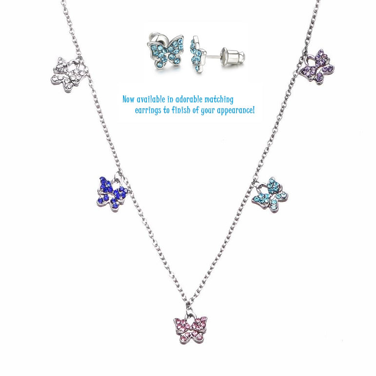 Buyless Fashion Girls Necklace Pendant Jewelry Colorful Butterfly StaInless Steel