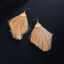 Buyless Fashion Womens Fringe Tassel Earrings Silky Fan Hook Lightweight Feather Drop Earrings
