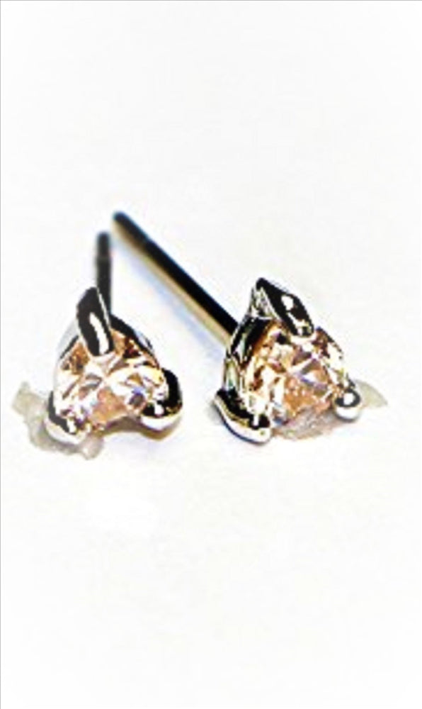 Buyless Fashion Surgical Steel Rhodium Plated Heart Shape Cubic Zirconia Birthstone Earrings