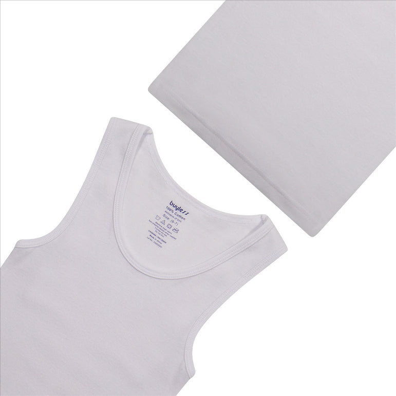 Buyless Fashion Boys Scoop Neck Tagless Undershirts Soft Cotton Tank Top (6 Pack)
