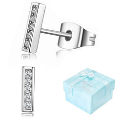 Buyless Fashion Unisex Mini Bar Rectangle Earrings Surgical Steel Line Stick Earrings