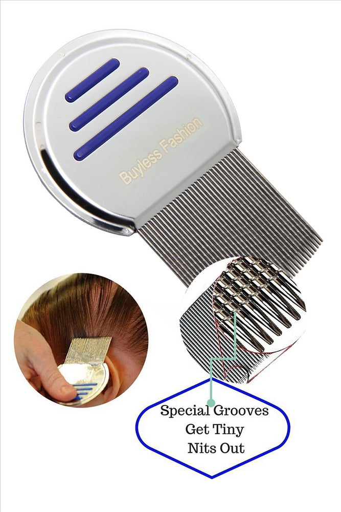 Buyless Fashion Stainless Steel Professional Lice Comb Draw-String