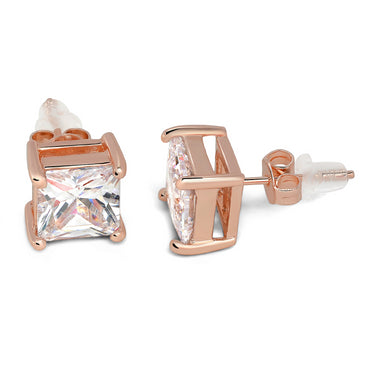 Buyless Fashion Girls Stud Earrings Squared Crystal CZ Surgical Steel Gift Box