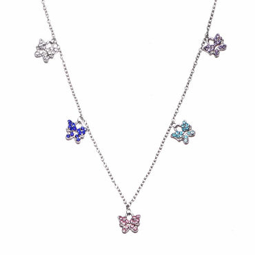Buyless Fashion Girls Necklace Pendant Jewelry Colorful Butterfly StaInless Steel