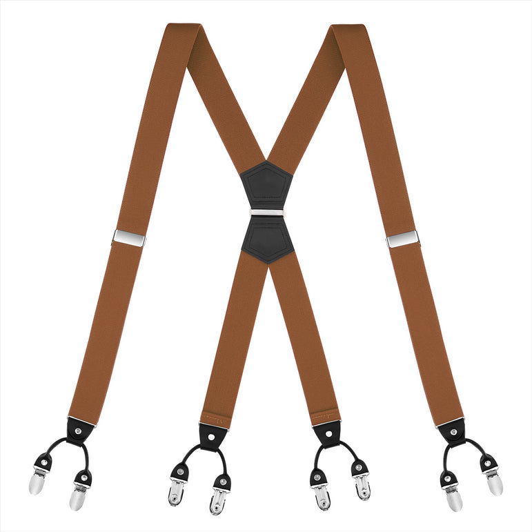 Buyless Fashion Suspenders for Men - 48" Elastic Adjustable Straps 1 1/4" - X Shape