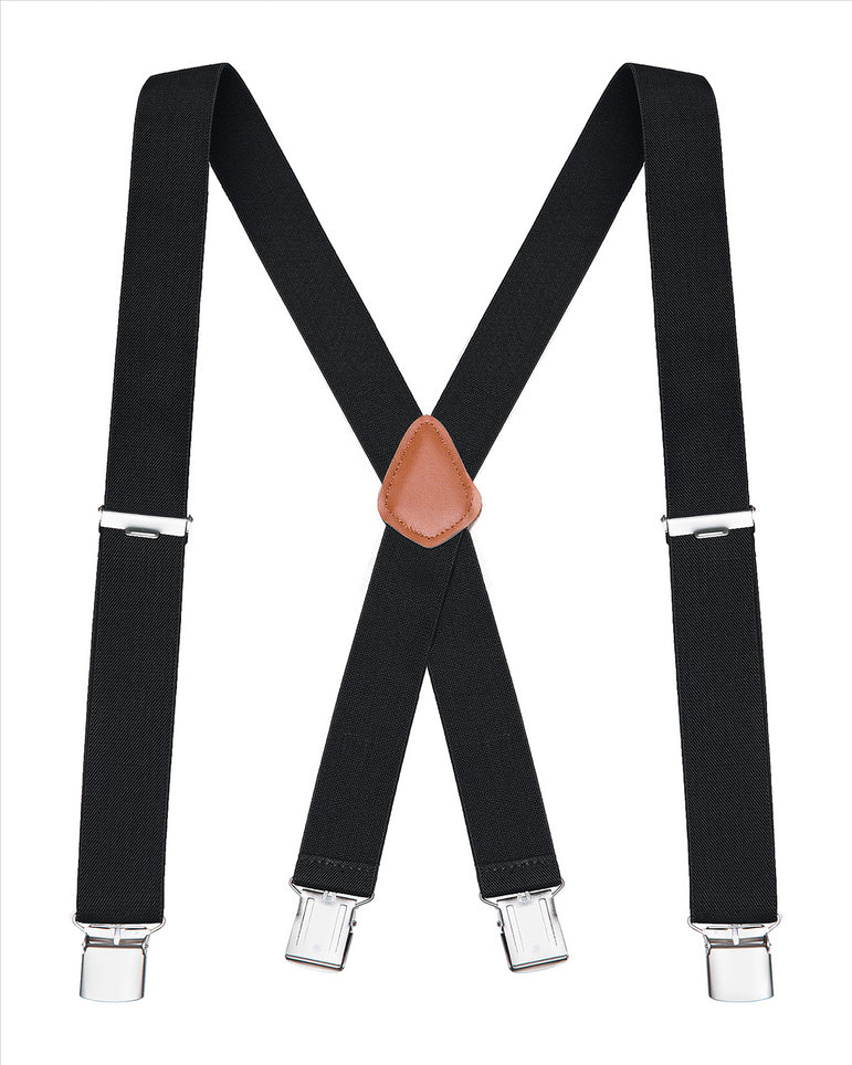 Buyless Fashion Suspenders for Men - 48" Elastic Adjustable Straps 1 1/4" - X Back