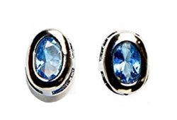 Buyless Fashion Surgical Steel Rhodium Plated Oval Cubic Zirconia Birthstone Earrings