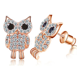 Buyless Fashion Owl Design Stud Earrings for Women And Girls with Rhinestone Crystal and Sparking Ziconia