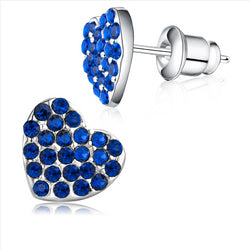Buyless Fashion Womens and Girls Heart Stud Earrings  - Hypoallergenic Rhodium Plated Push Back Design