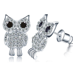 Buyless Fashion Owl Design Stud Earrings for Women And Girls with Rhinestone Crystal and Sparking Ziconia