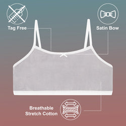 Buyless Fashion Girls Training Bra Cotton Cropped Cami Spaghetti Strap Brallete (10 Pack)