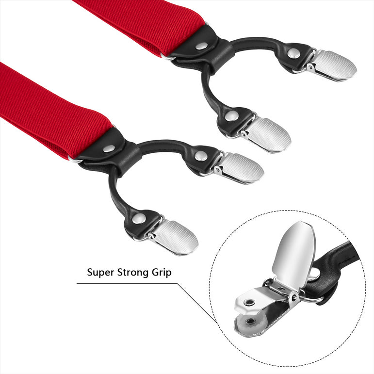 Buyless Fashion Suspenders for Men - 48" Elastic Adjustable Straps 1 1/4" - X Shape