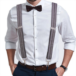 Buyless Fashion Suspenders for Men - 48" Elastic Adjustable Straps 1 1/4" - X Back with Metal Hooks