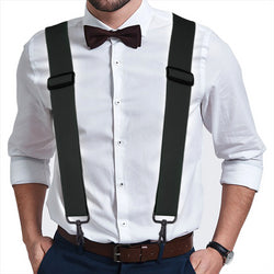 "Buyless Fashion Mens Suspenders - 48"" Elastic Adjustable Heavy Duty 2"" Wide - X Back With Black Hooks"