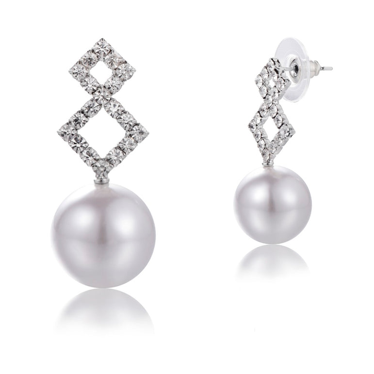 Buyless Fashion Girls And Women Pearl Dangle Earrings Crystal Stones In Gift Box