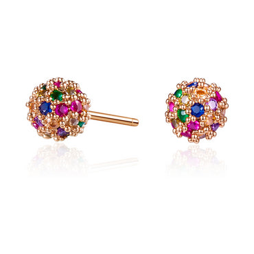 Buyless Fashion Girls Multicolored Half Ball Stud Earrings Surgical Steel Crystal Eardrops