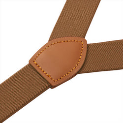 Buyless Fashion Leather End Suspenders for Men - 48 Elastic Adjustable Straps 1 1/4 - Y Shape