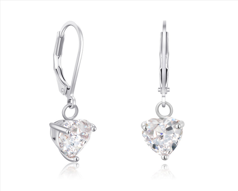 Buyless Fashion Girls And Women Heart Stone Dangle Earrings Silver Jewelry