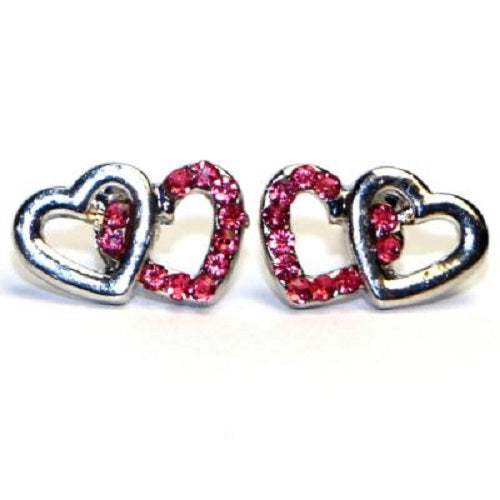Buyless Fashion Stainless Steel Double Mini Hearts Stud Earrings
