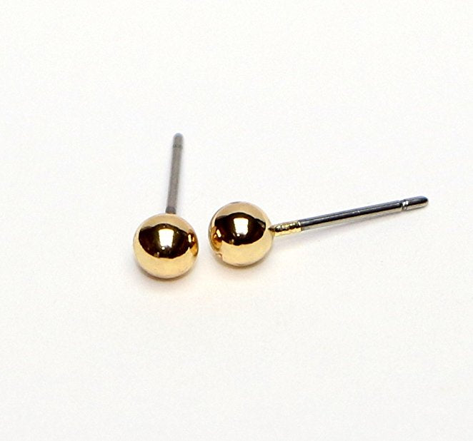 Buyless Fashion Girls Ball Earrings Hypoallergenic Surgical Steel Rhodium Plated Glossy Ball Studs