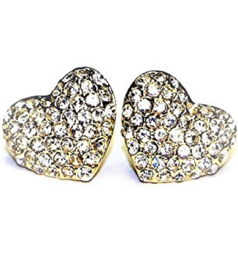 Buyless Fashion Hypoallergenic Surgical Steel Rhodium Plated CZ Heart Earring