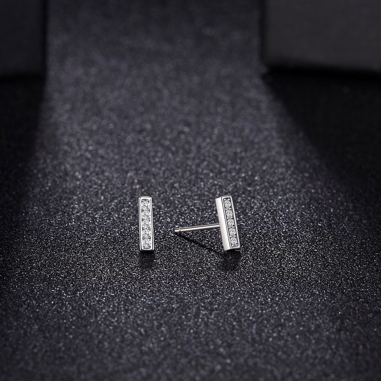 Buyless Fashion Unisex Mini Bar Rectangle Earrings Surgical Steel Line Stick Earrings