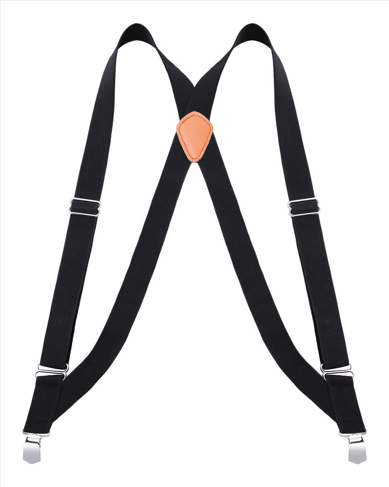 Buyless Fashion Trucker Suspenders for Men - 48" Elastic Adjustable Straps 1 1/4" - X Back