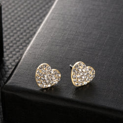 Buyless Fashion Womens and Girls Heart Stud Earrings  - Hypoallergenic Rhodium Plated Push Back Design