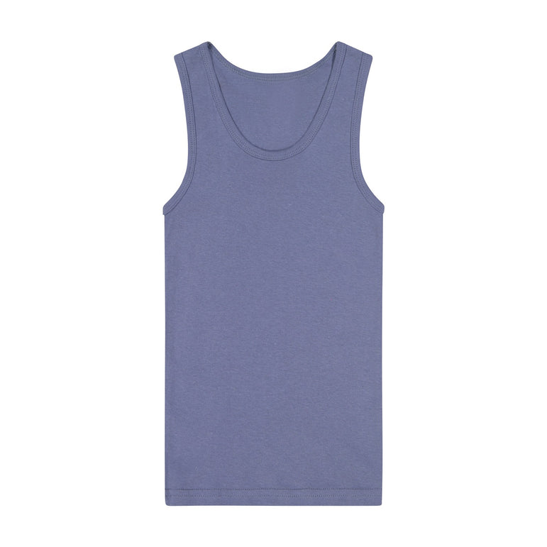 Buyless Fashion Boys Scoop Neck Tagless Undershirts Soft Cotton Blue Polka Dot Tank Top (8 Pack)